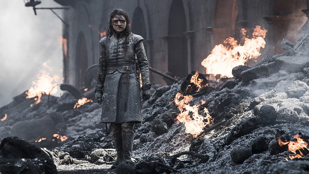 Arya in the rubble